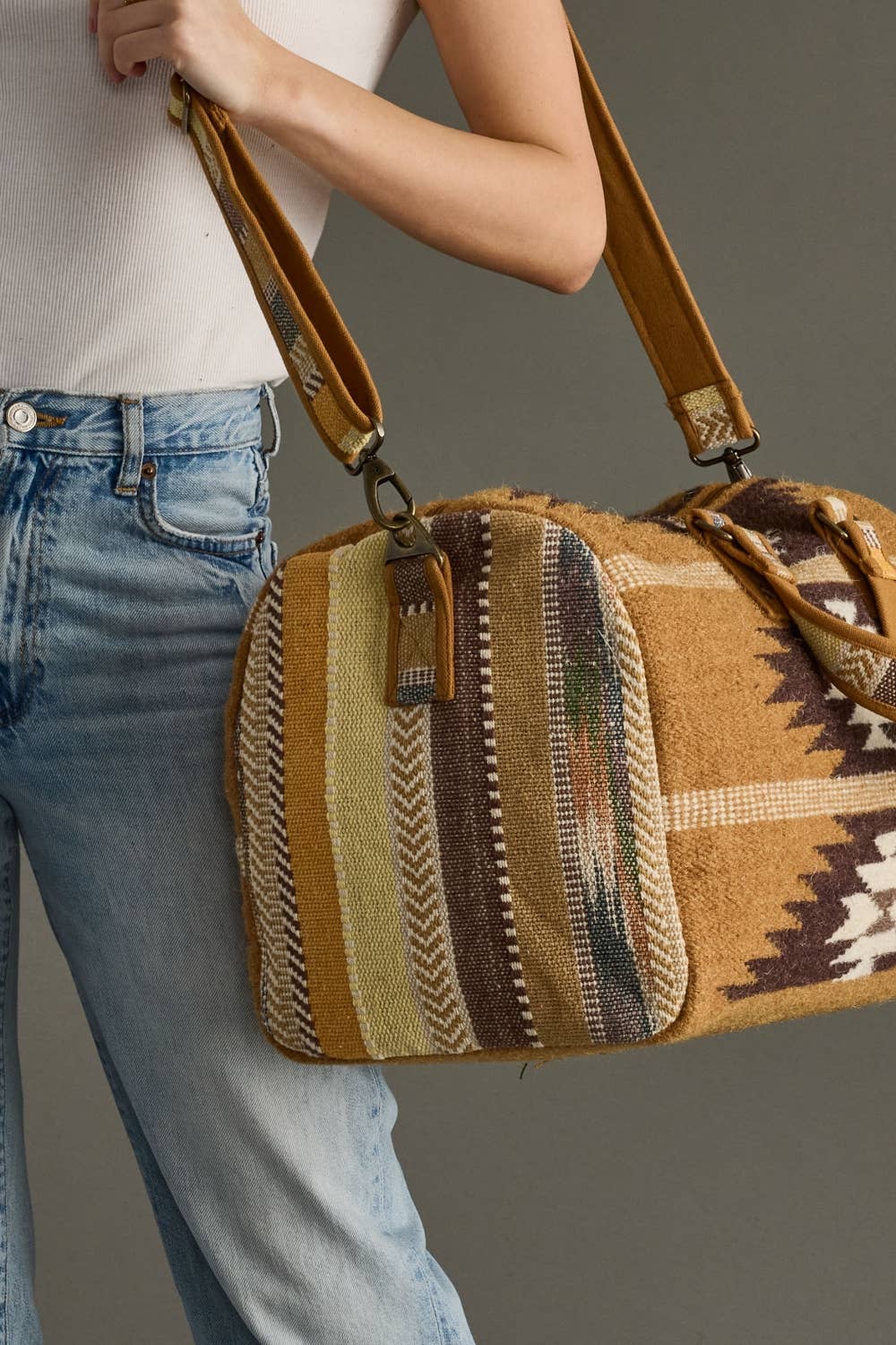 Tan, Brown & Cream Western Duffel