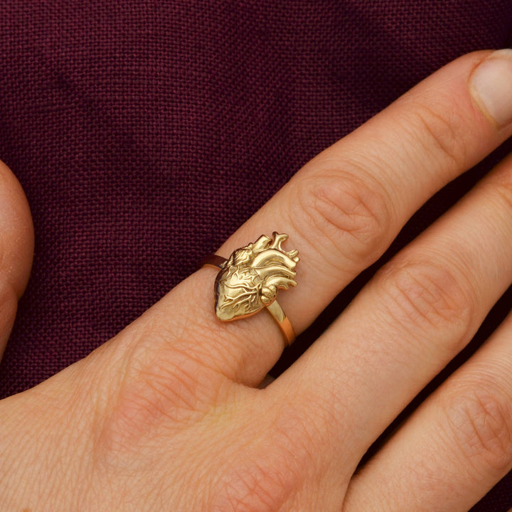 Bronze Anatomical Heart Ring