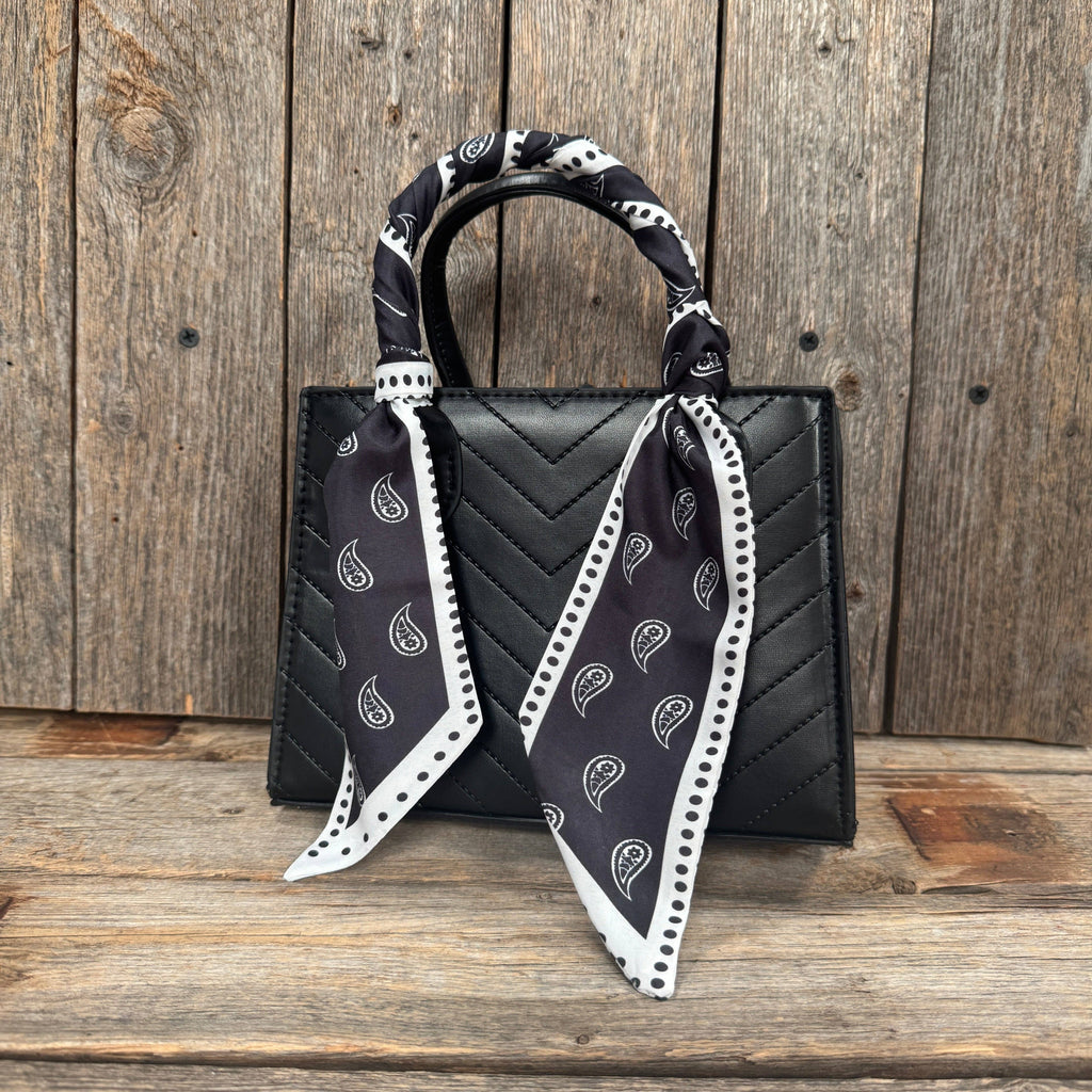 Black and White Western Skinny Mini Wild Rag Scarf / Cowgirl Necktie #TW108