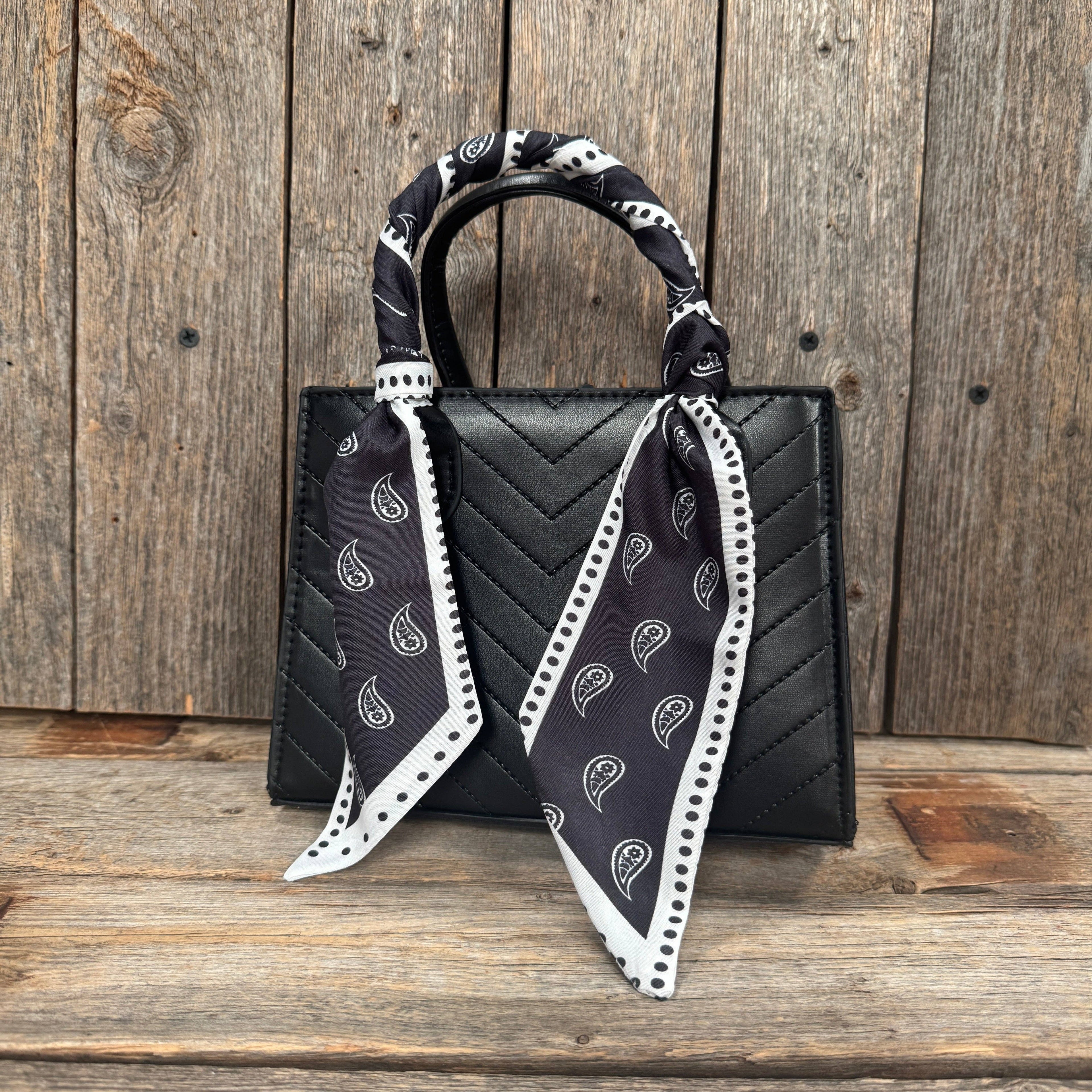 Black and White Western Skinny Mini Wild Rag Scarf / Cowgirl Necktie #TW108