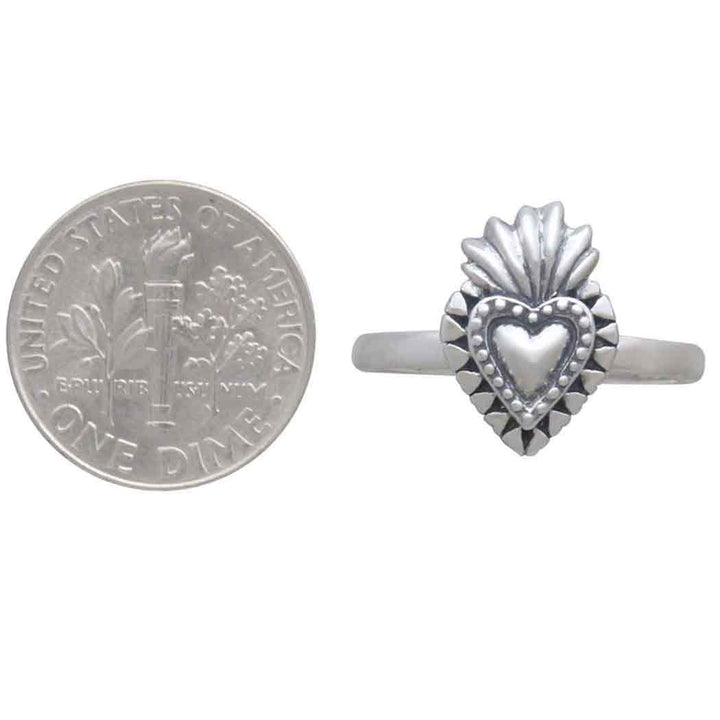 Sterling Silver Flaming Heart Ring