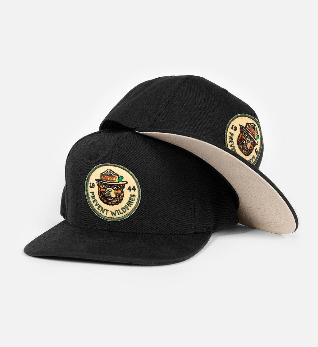 Smokey Bear Ranger Flat Bill Hat - Black