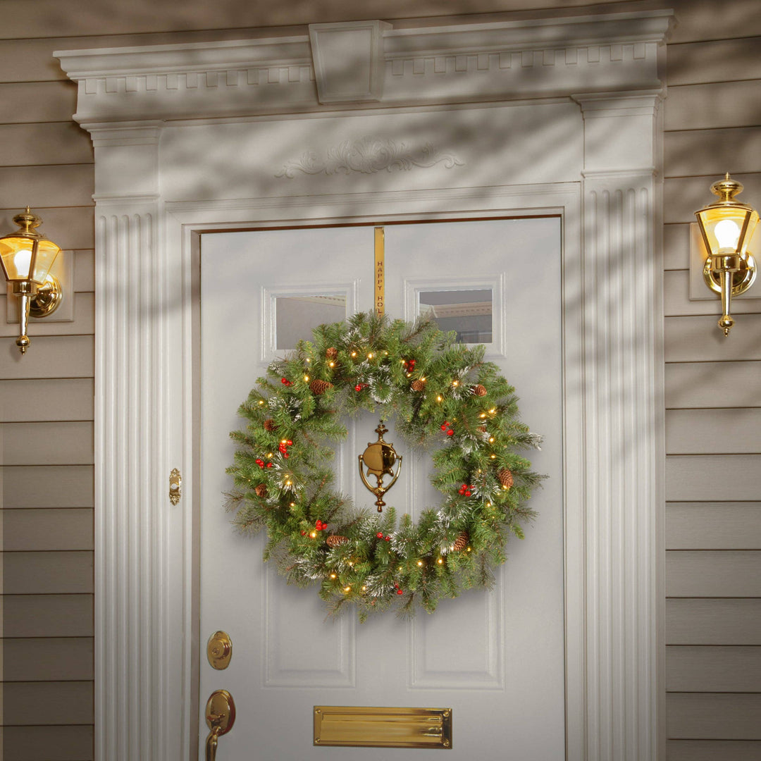 30 in. Pre-Lit Crestwood Spruce Wreath with Warm White LED Lights