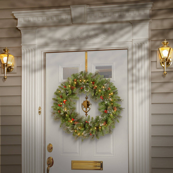 30 in. Pre-Lit Crestwood Spruce Wreath with Warm White LED Lights