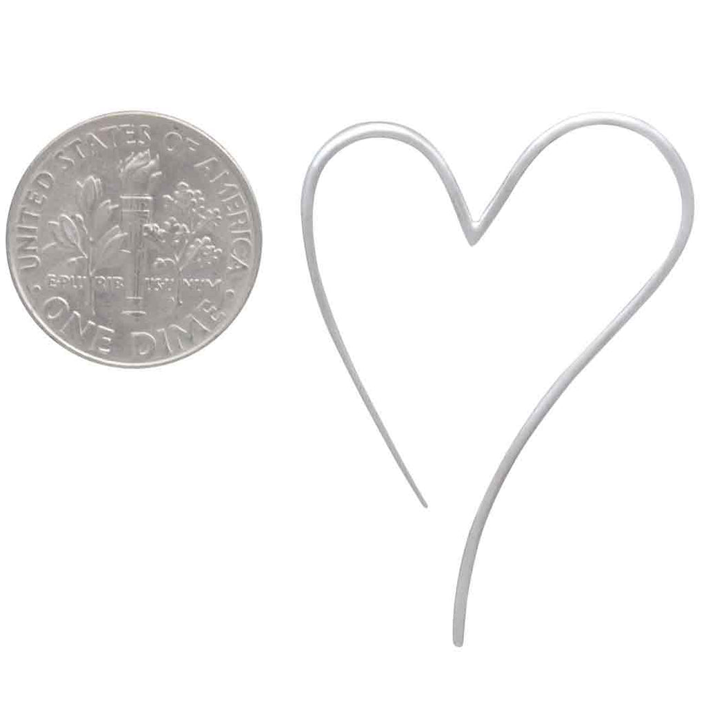 Sterling Silver Wire Heart Hoop Earrings 39x28mm