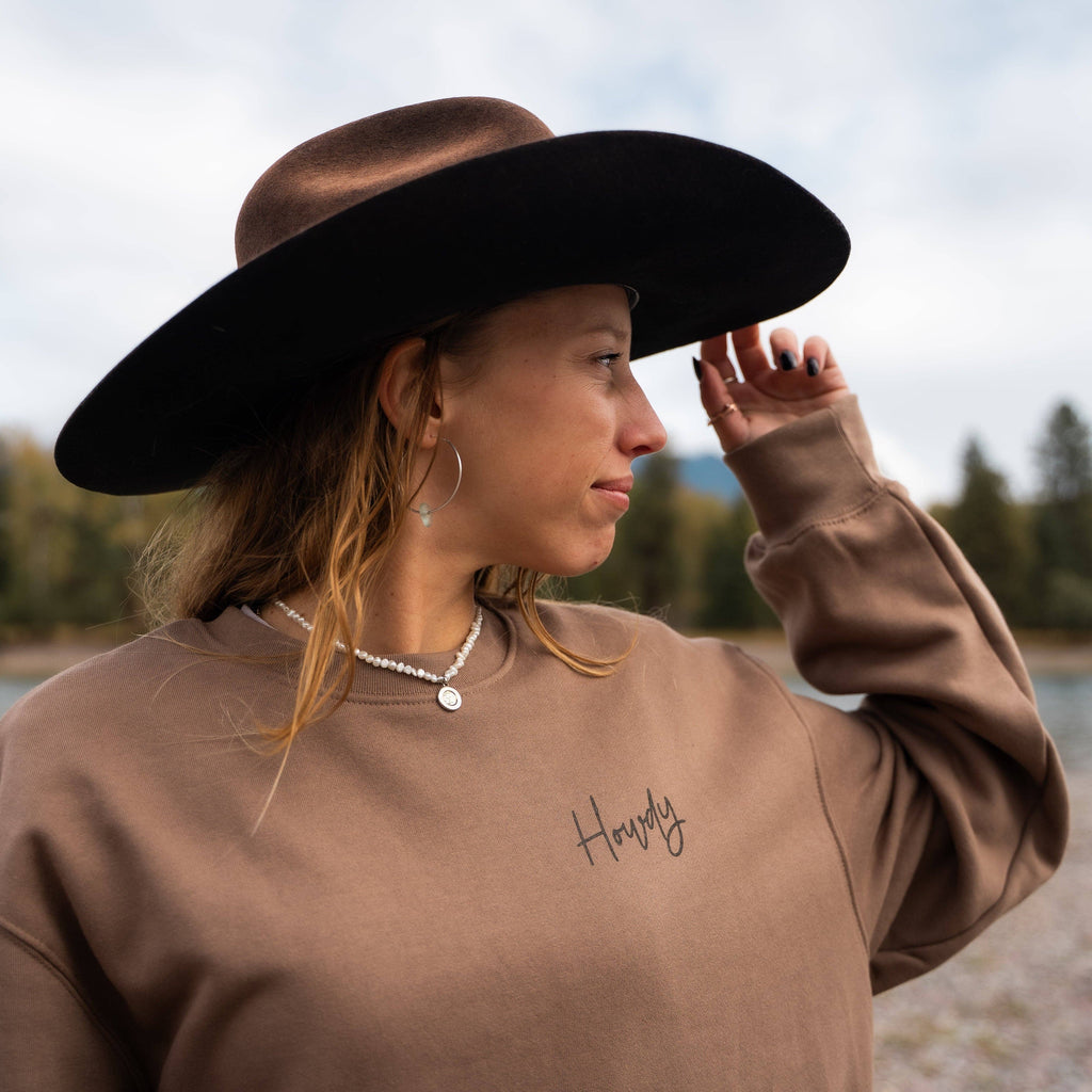 Howdy Unisex Pullover - Vintage Brown