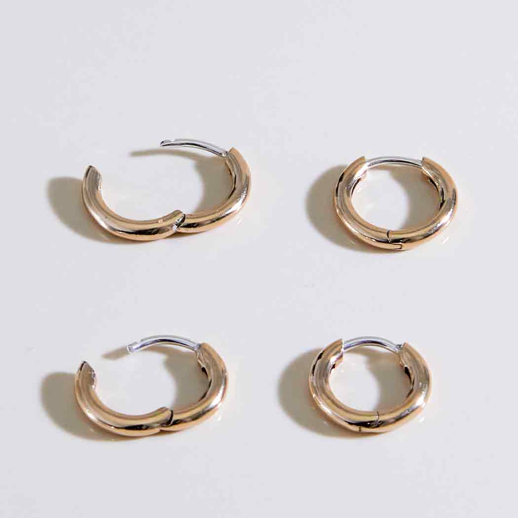 Bronze Huggie Hoop Earrings with sterling wire