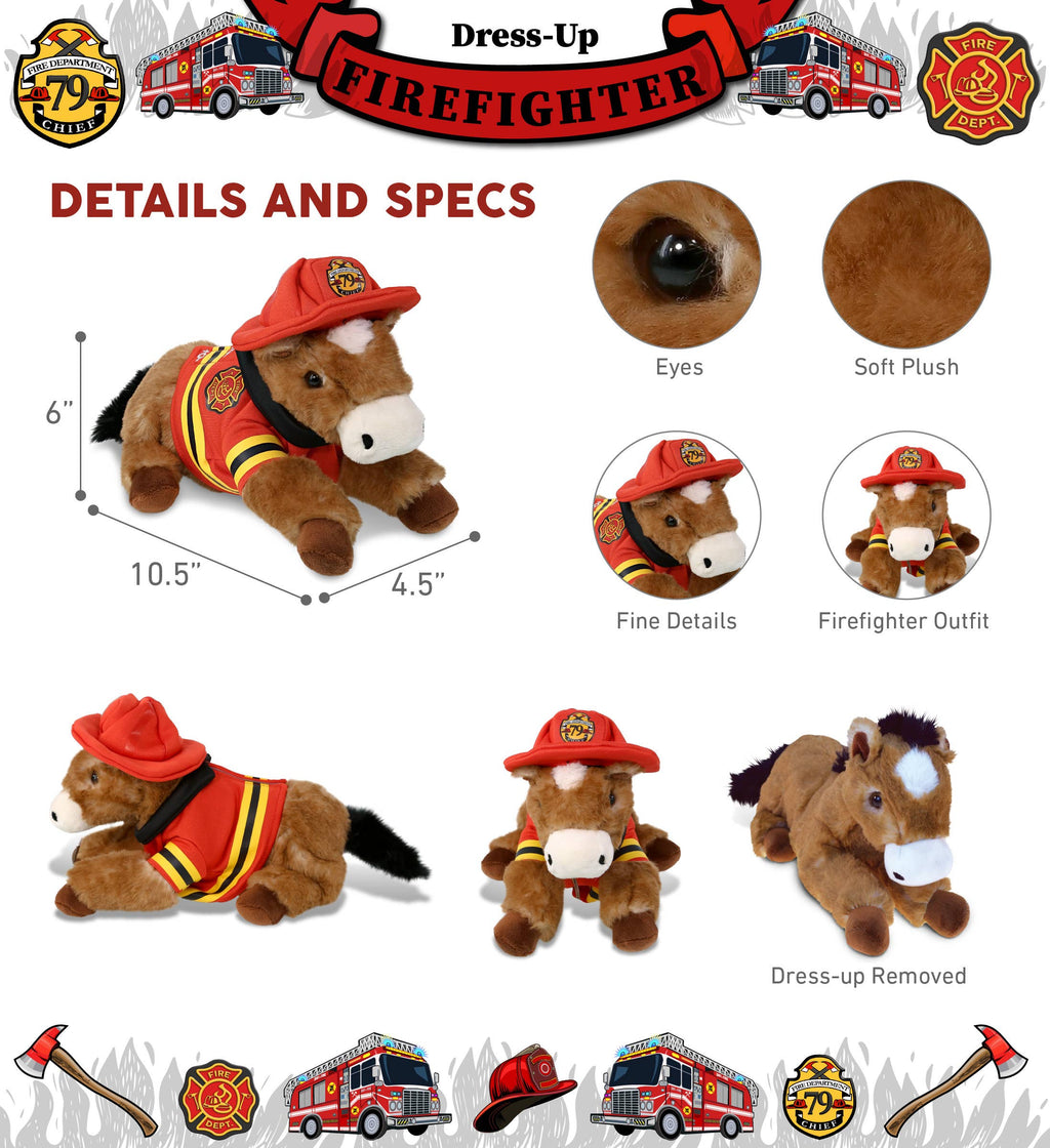 Plush Fireman - Super Soft Plush - Lying Brown Horse
