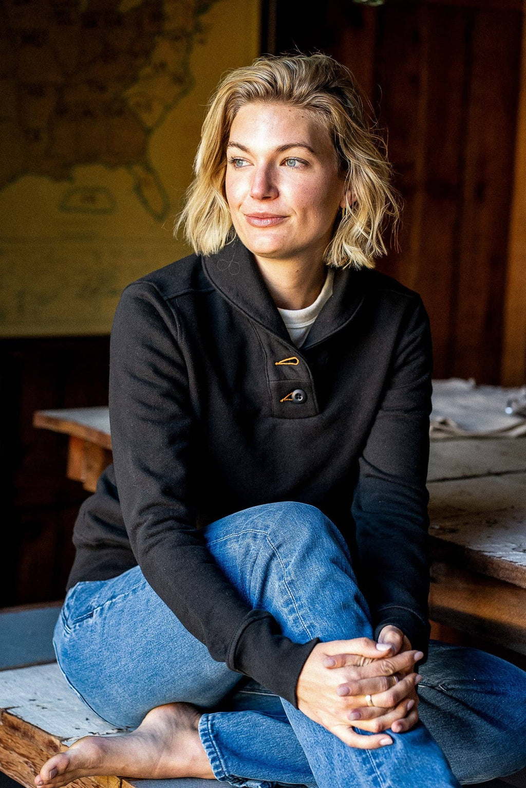 Women | Bodega Shawl Pullover | 14oz 100% Cotton French Terry - Basalt
