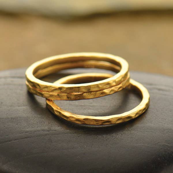 Silver Hammer Finish Stacking Rings