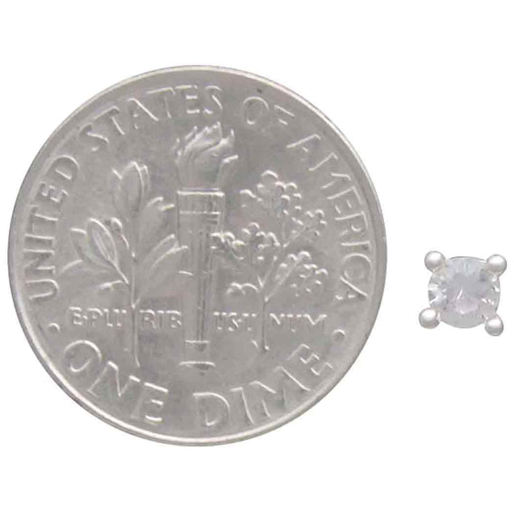 Sterling Silver Solitaire Post Earrings with Nano Gem 3x3mm