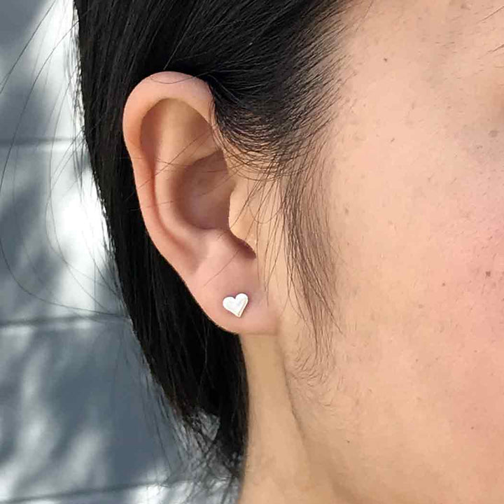 Silver Tiny Heart Stud Earrings 5x5mm