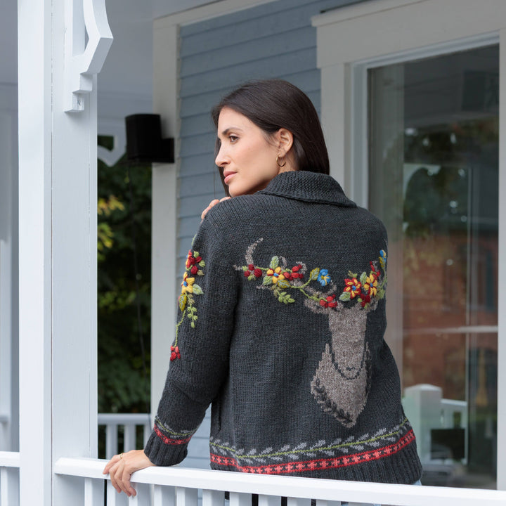 Hartley Knit Sweater with Floral Antler Design