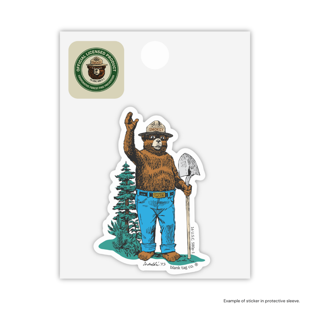 Smokey Bear® Waterproof Sticker - Smokey With A Shovel