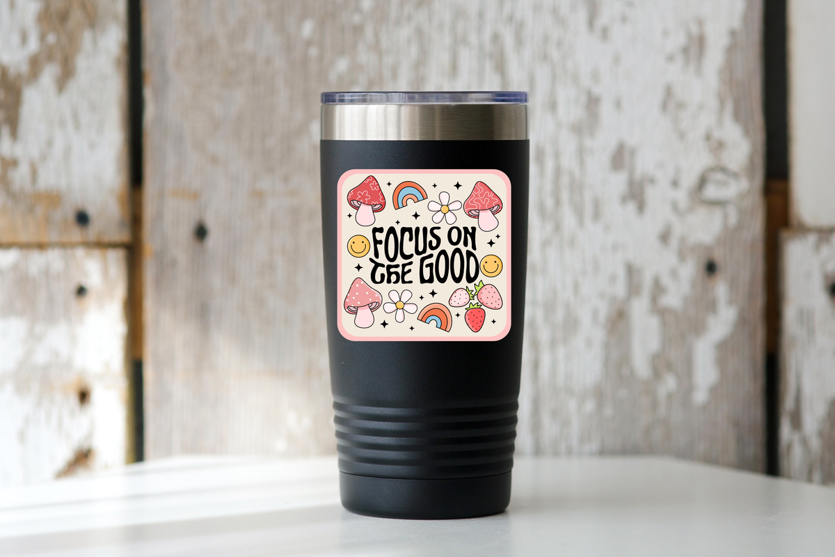 Focus on the Good Sticker - yellow, kindness, mental health
