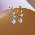 Sterling Silver Hammered Earring with Pearl Drop 23x6mm