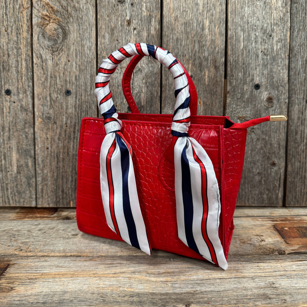 Red, White and Blue Stripes Western Skinny Mini Wild Rag Scarf / Cowgirl Necktie #TW326
