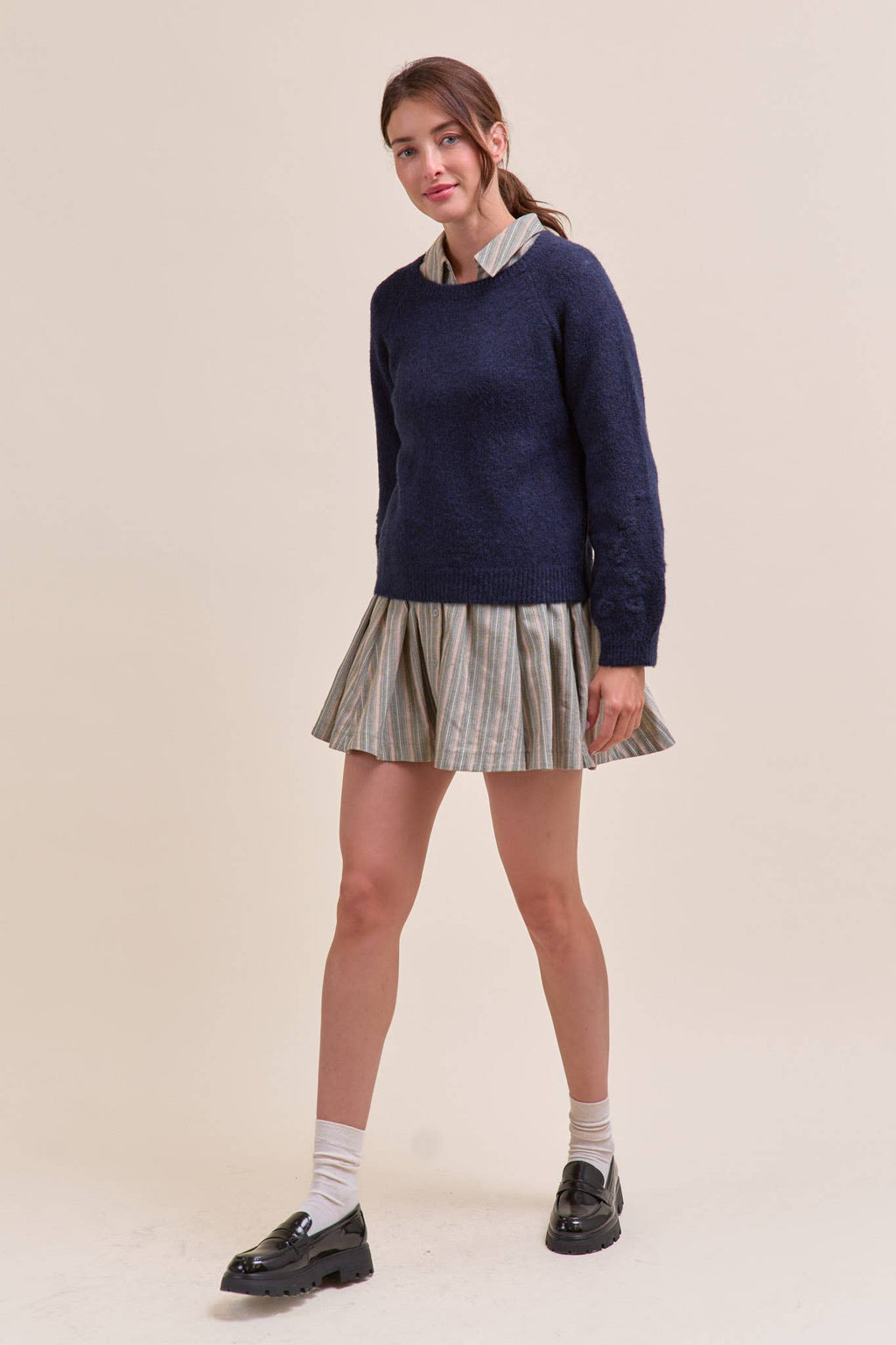 FLORAL KNIT PUFF SLEEVE SWEATER