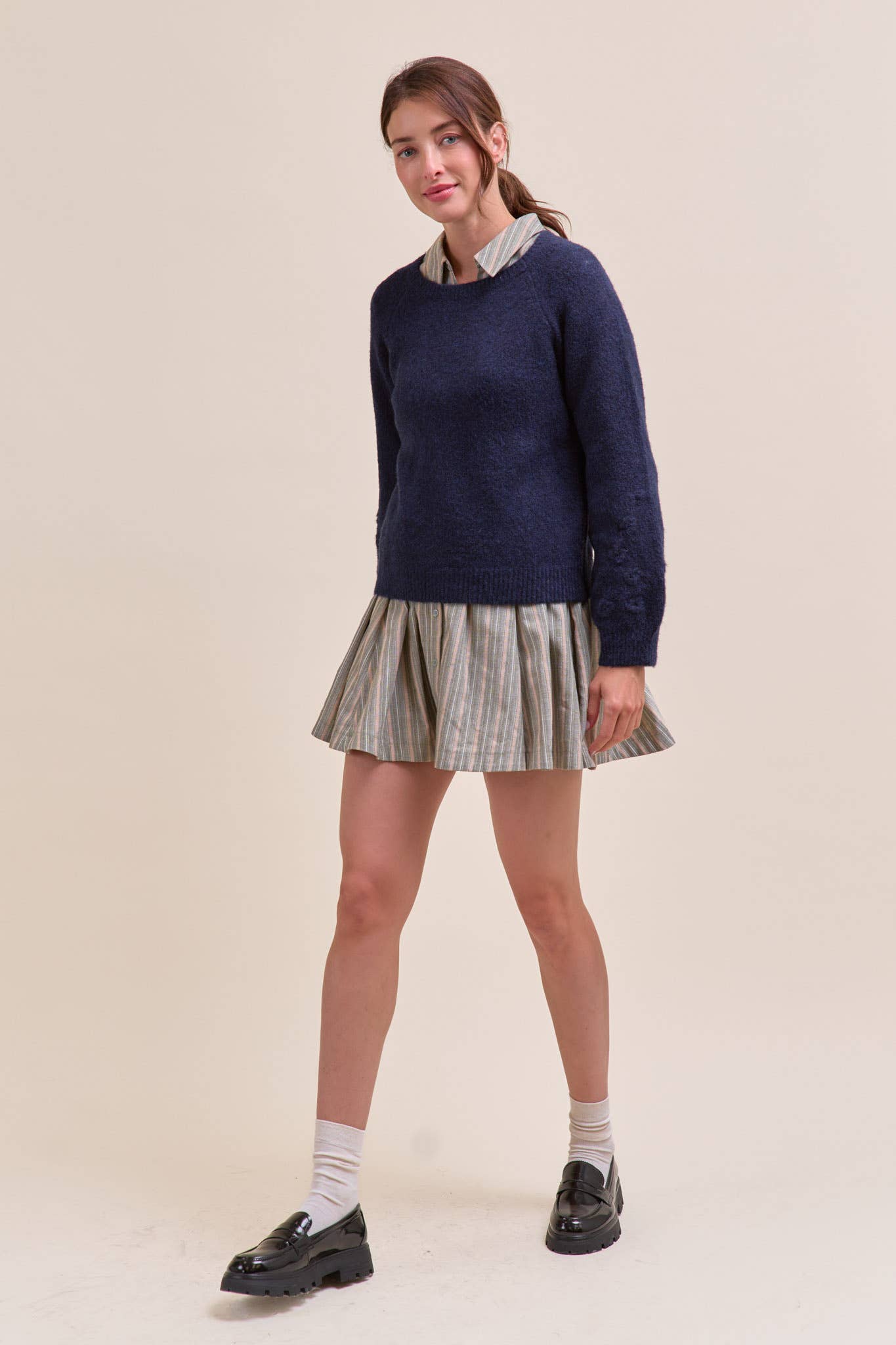FLORAL KNIT PUFF SLEEVE SWEATER