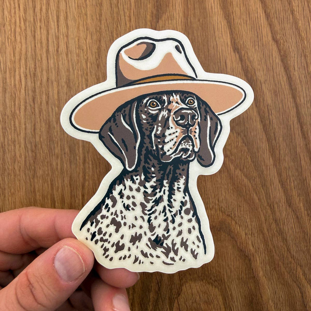German Shorthaired Pointer Cowdog - 4 Inch Matte Vinyl Cowboy Dog Sticker