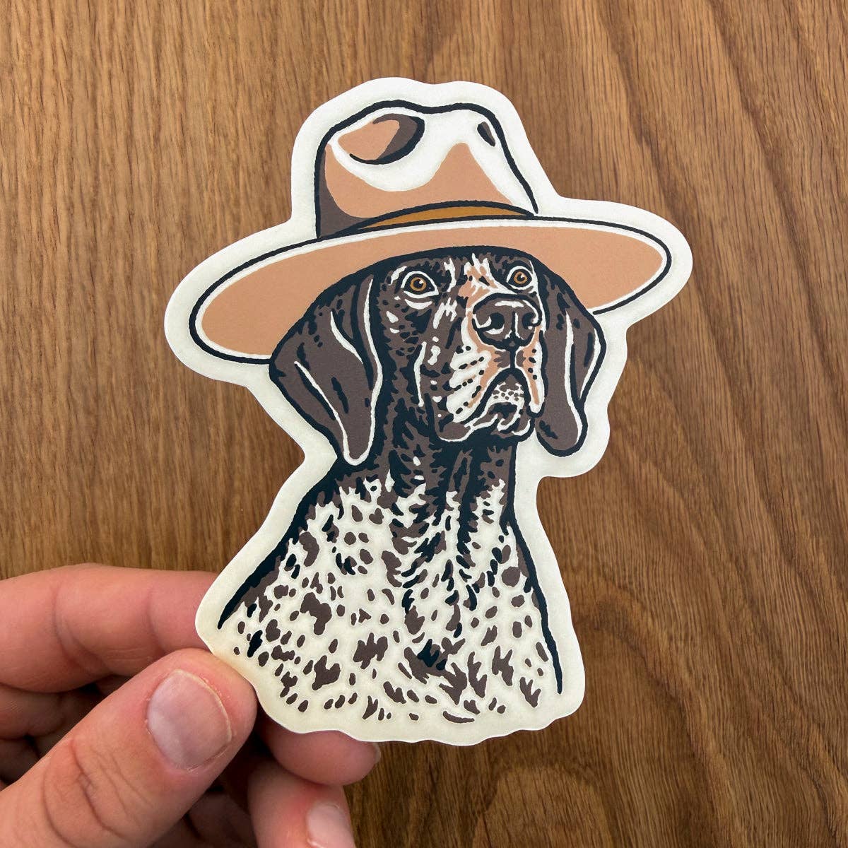 German Shorthaired Pointer Cowdog - 4 Inch Matte Vinyl Cowboy Dog Sticker