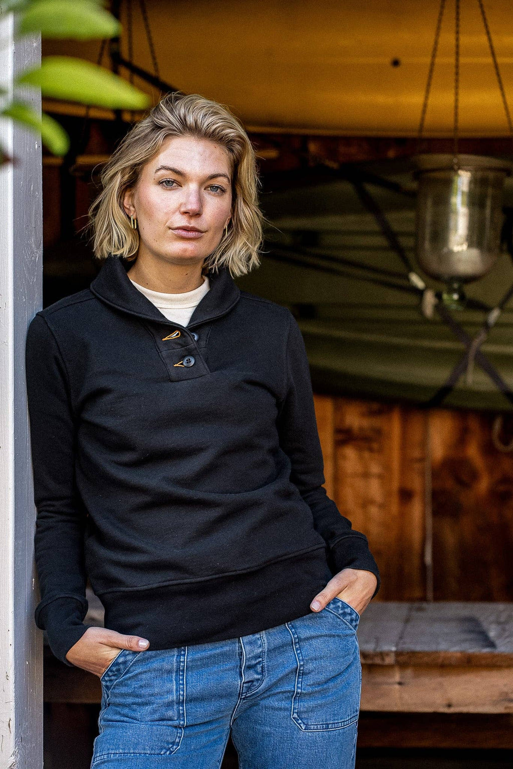 Women | Bodega Shawl Pullover | 14oz 100% Cotton French Terry - Basalt