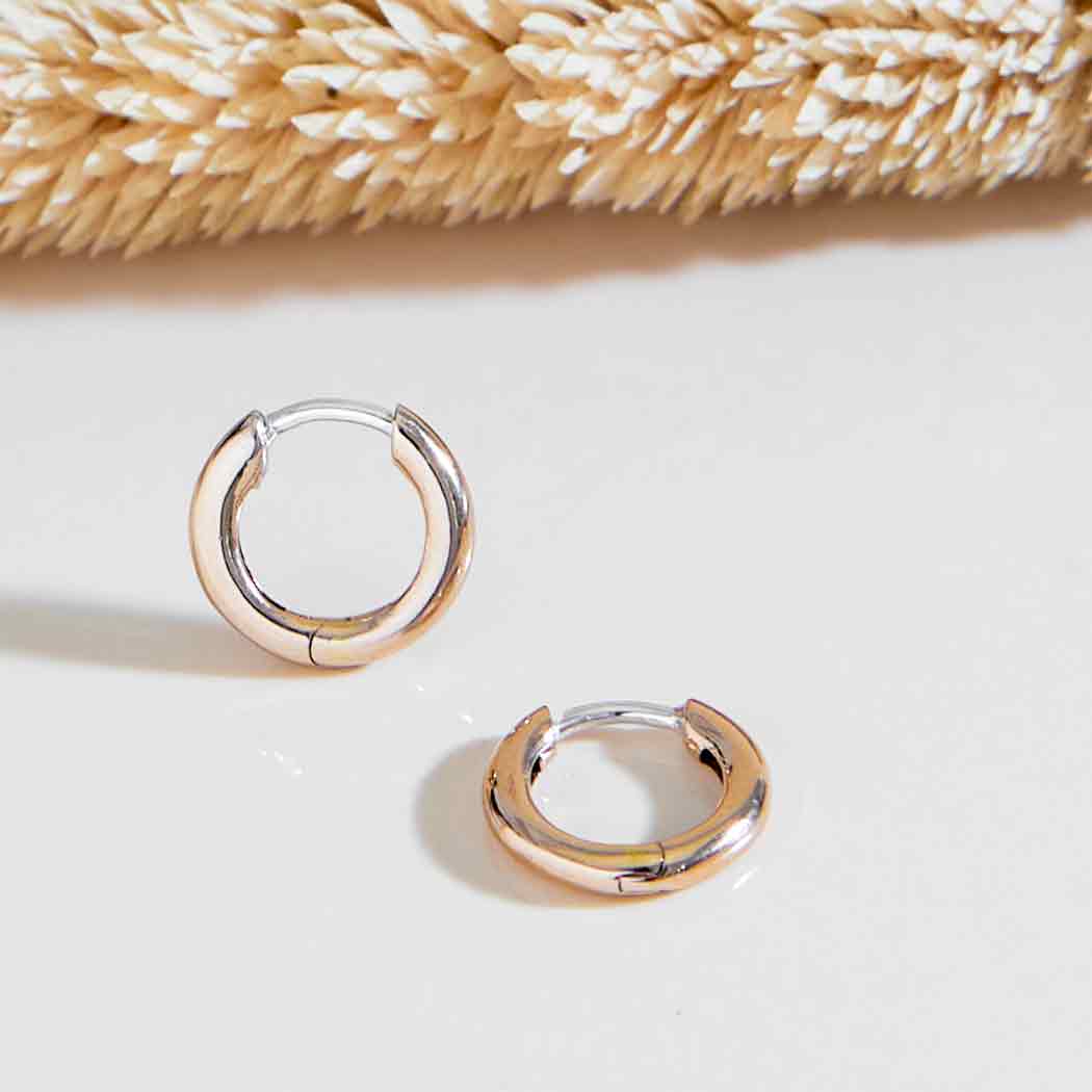 Bronze Huggie Hoop Earrings with sterling wire
