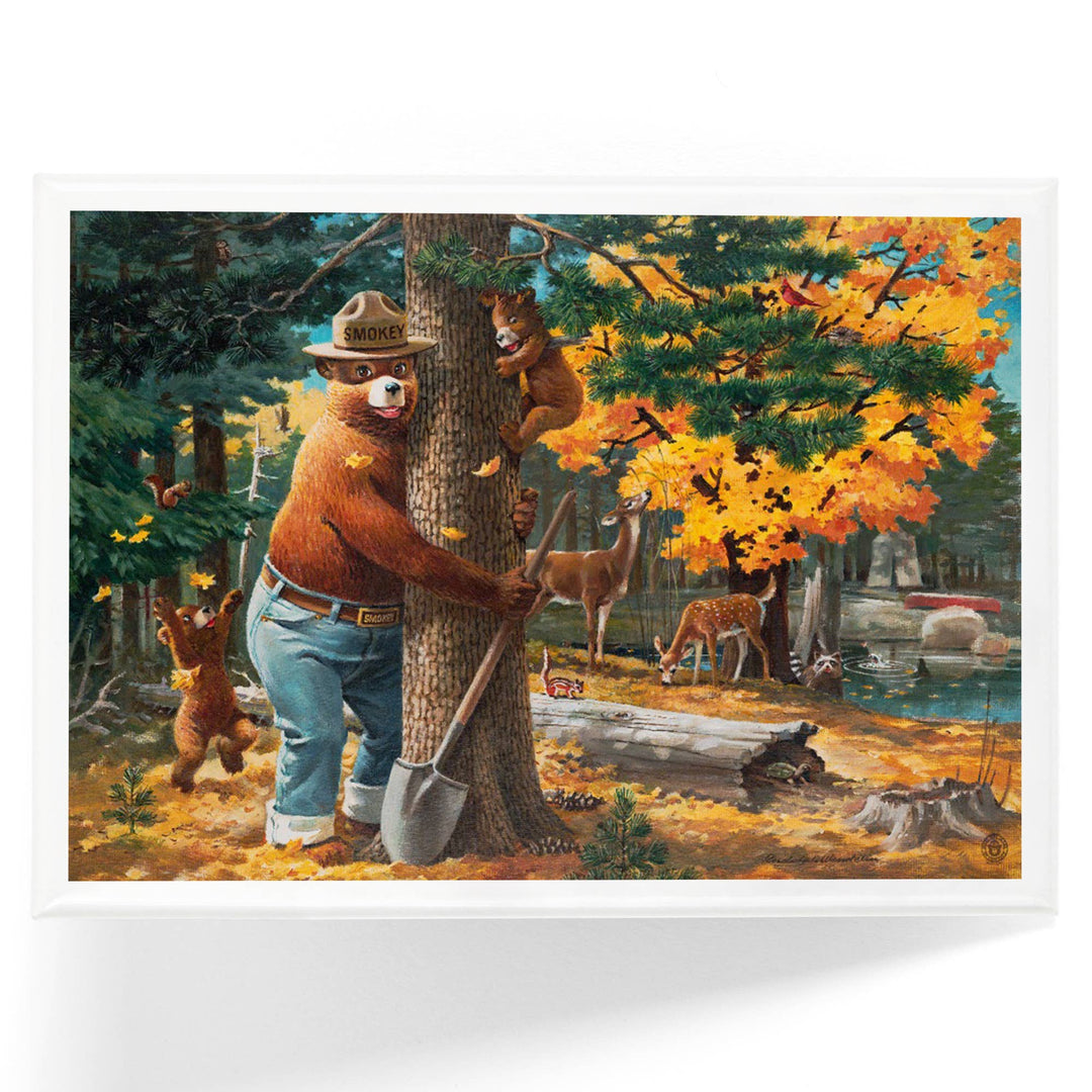 MAGNET Smokey Bear, Hugging Tree