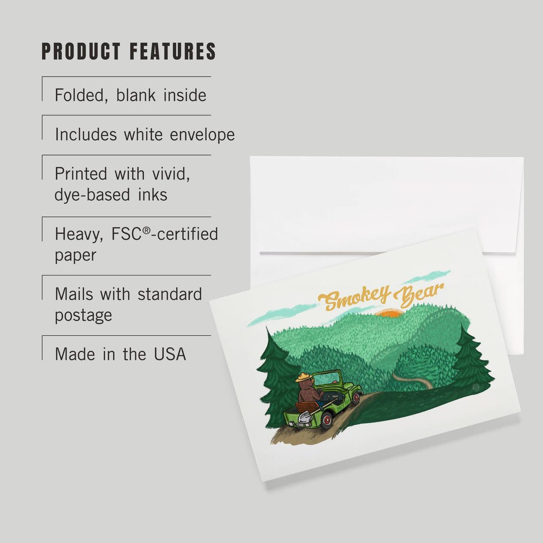 GREETING CARD Smokey Bear Driving