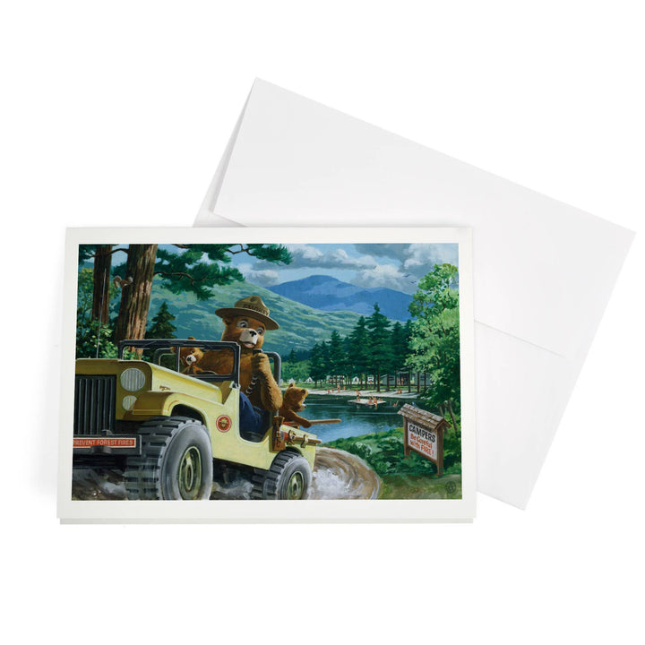 GREETING CARD Smokey Bear Leaving in SUV Vintage Poster