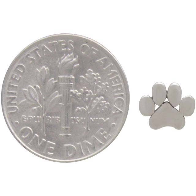 Sterling Silver or Bronze Paw Print Post Earrings 6x7mm