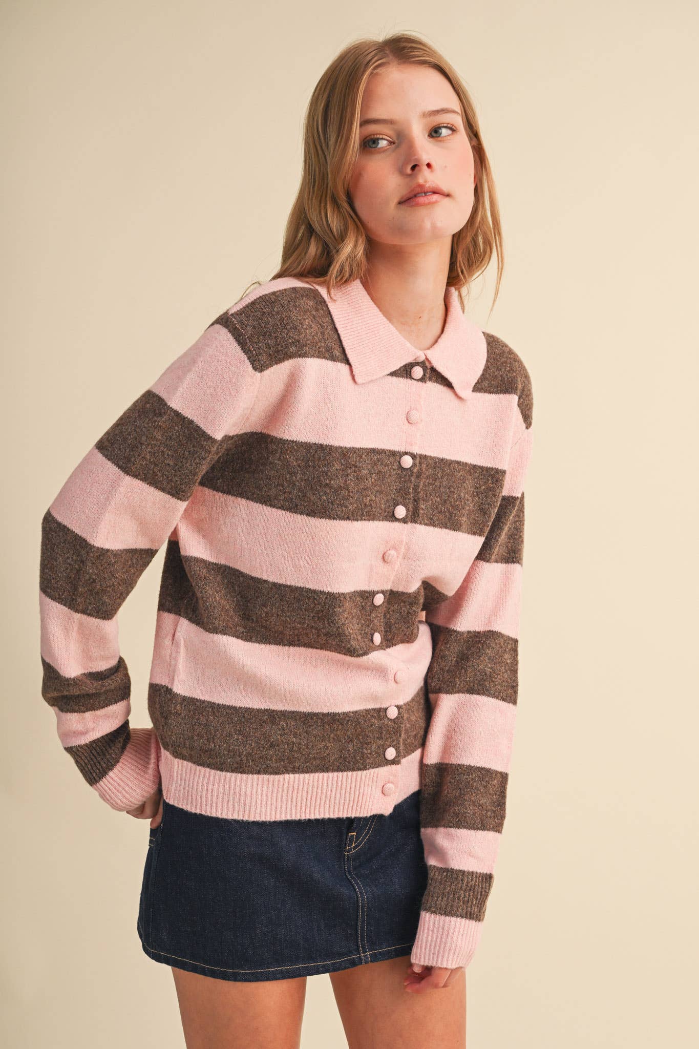 STRIPED SWEATER CARDIGAN MSW11385