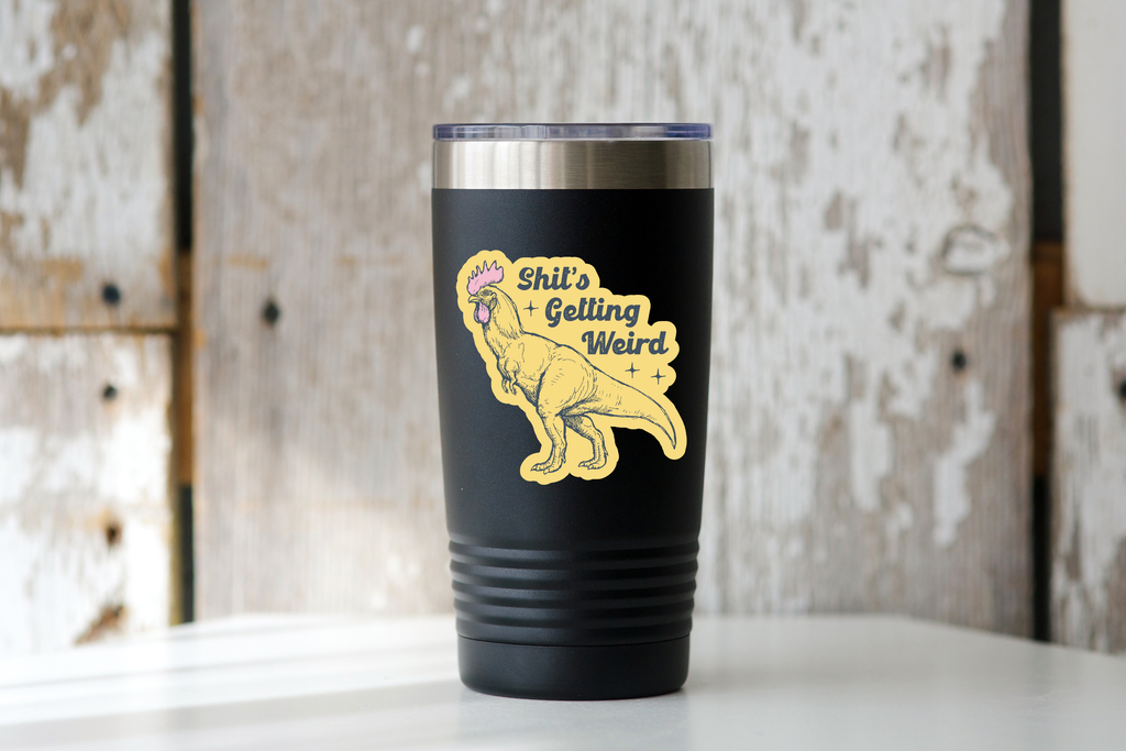 Shit's Getting Weird Sticker - chicken, dinosaur, funny