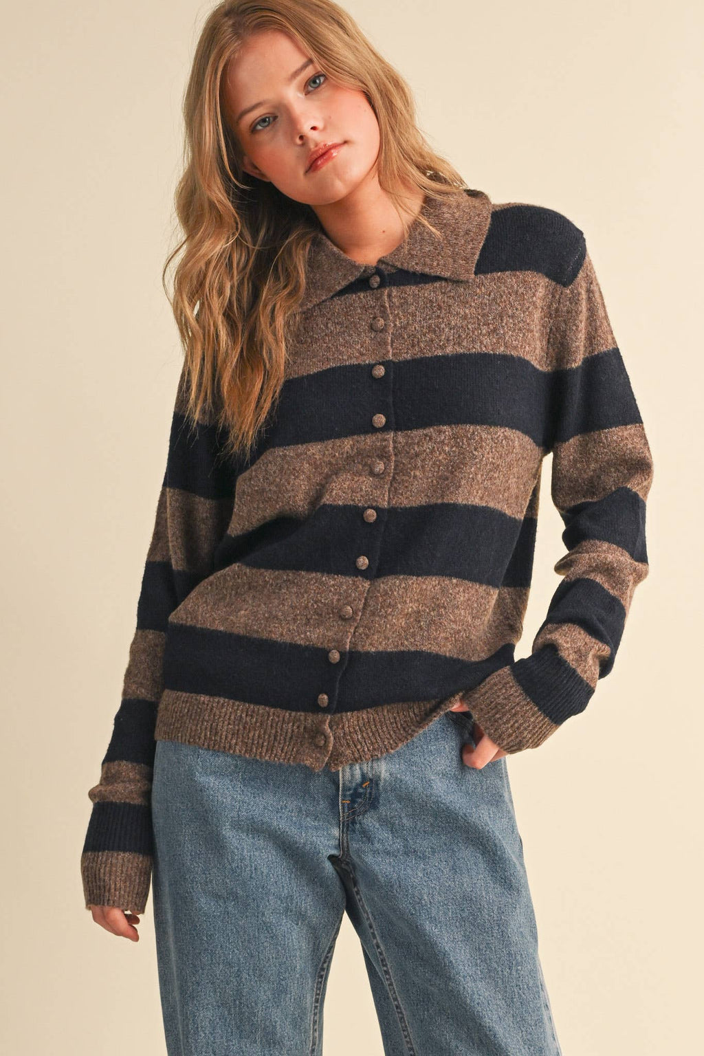 STRIPED SWEATER CARDIGAN MSW11385