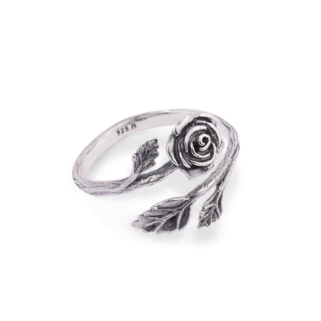 Sterling Silver or Bronze Rose Adjustable Ring