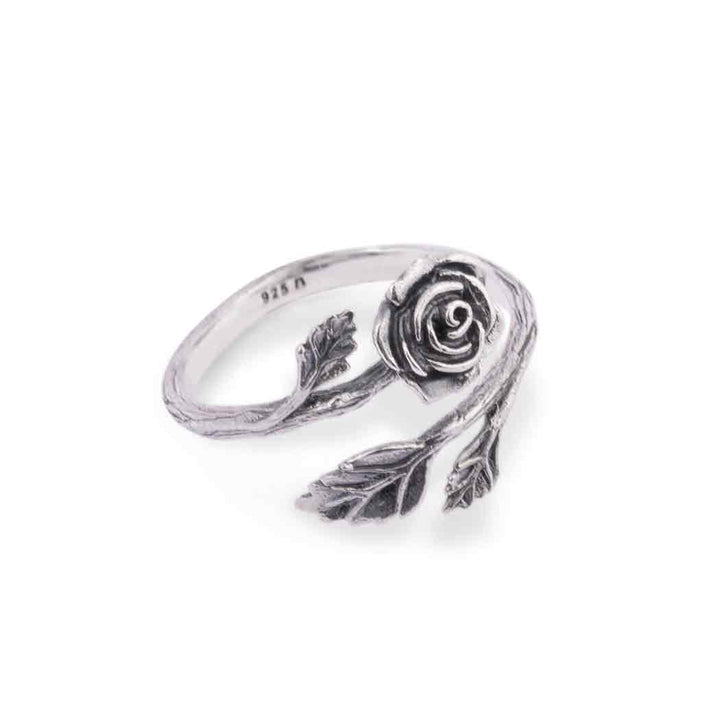 Sterling Silver or Bronze Rose Adjustable Ring