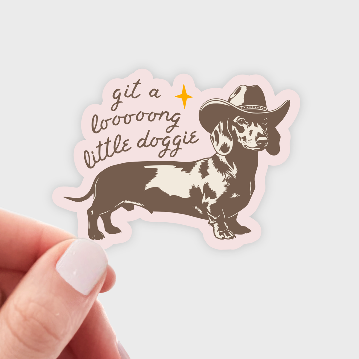 Git a Long Little Doggie Sticker - cowboy, dachshund, west