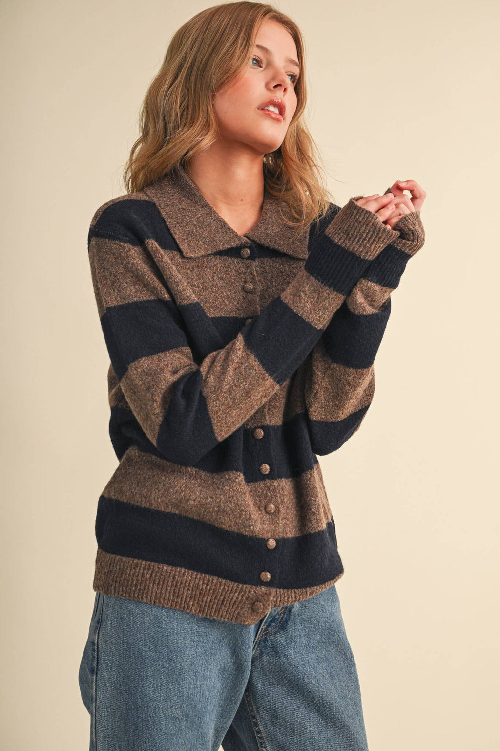 STRIPED SWEATER CARDIGAN MSW11385