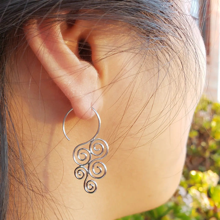 Sterling Silver Cascading Swirl Earrings