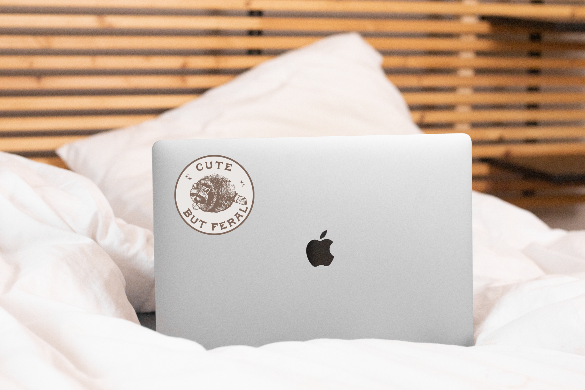 Cute But Feral Sticker - raccoon, trash panda, funny, bandit