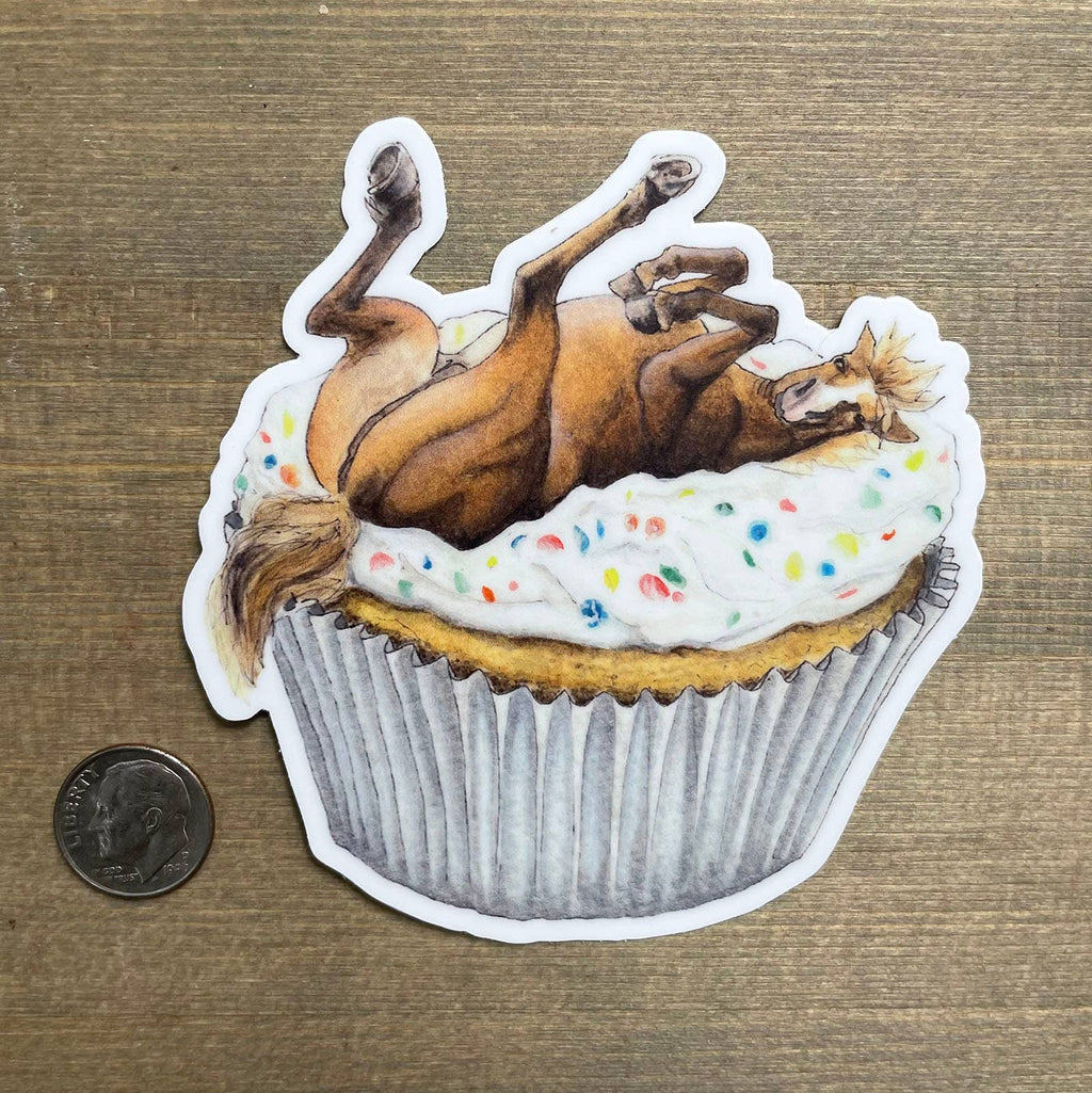 Horse on a Cupcake Vinyl STICKER