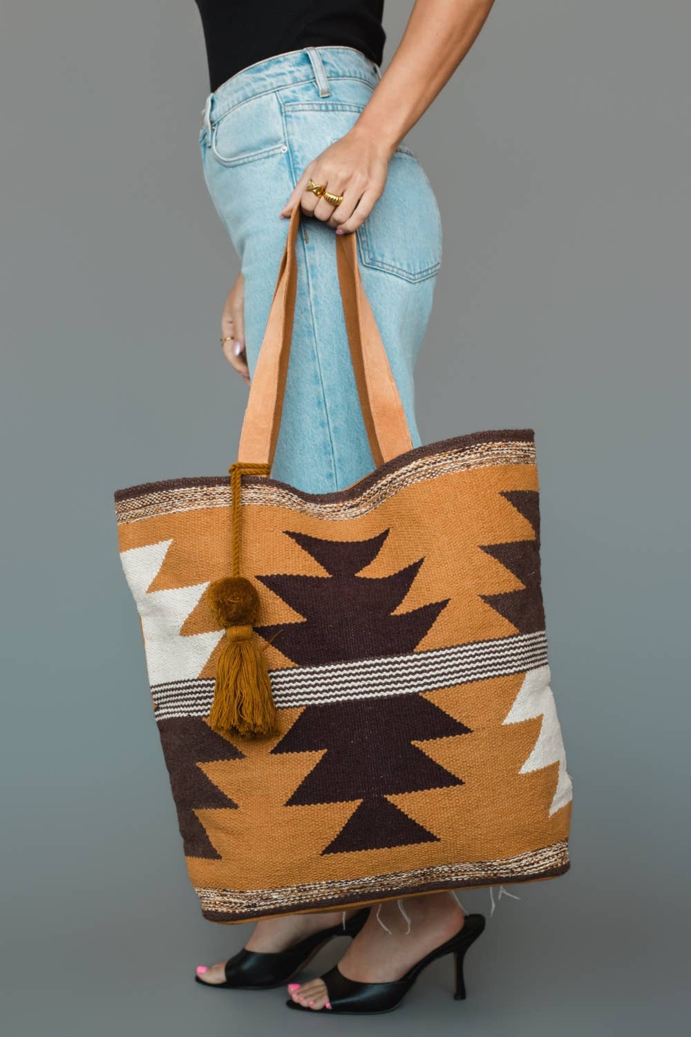 Camel, Brown & Cream Western Tote