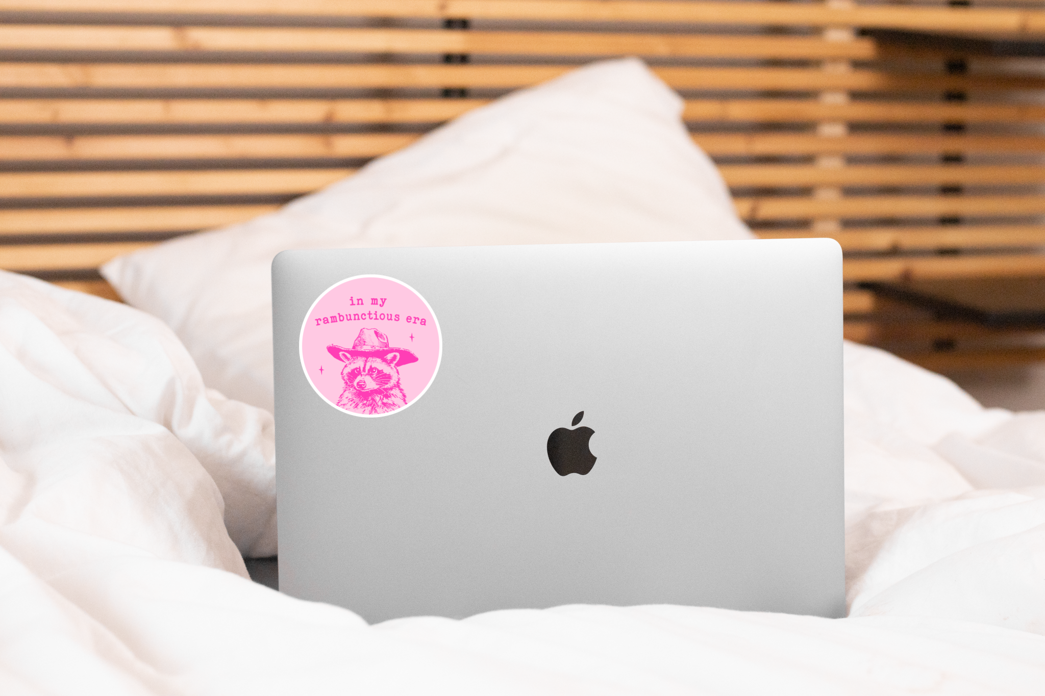 In My Rambunctious Era Sticker - raccoon, cowboy, pink