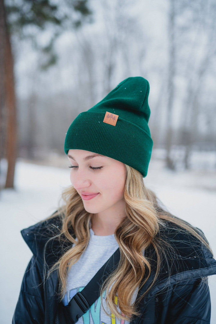 Three Tree Fold-over Beanie - Emerald