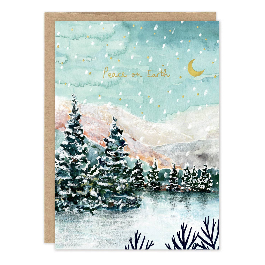 Peace On Earth Snowy Scene Holiday Card