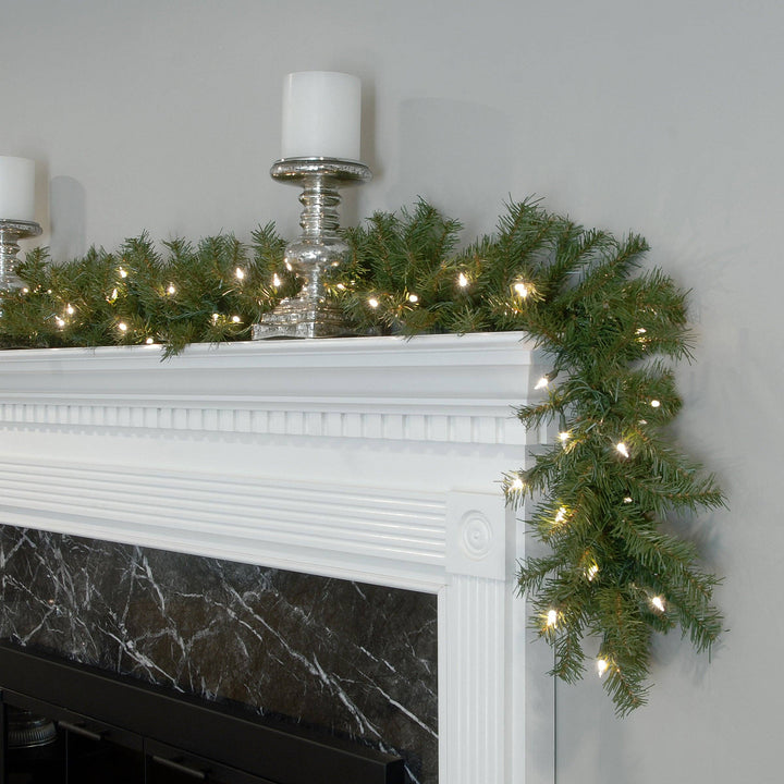 9 ft. Pre-Lit Norwood Fir Garland with Warm White LED Lights