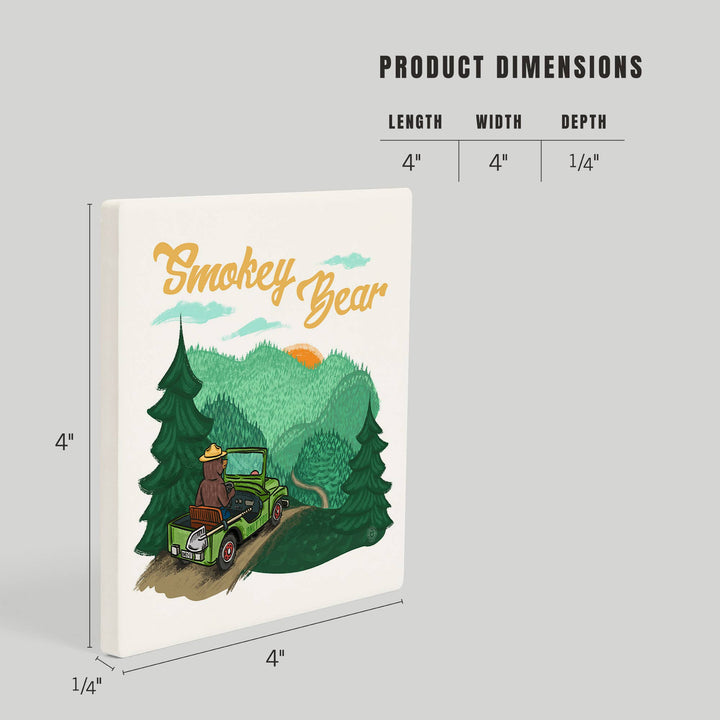 CERAMIC COASTER Smokey Bear Driving