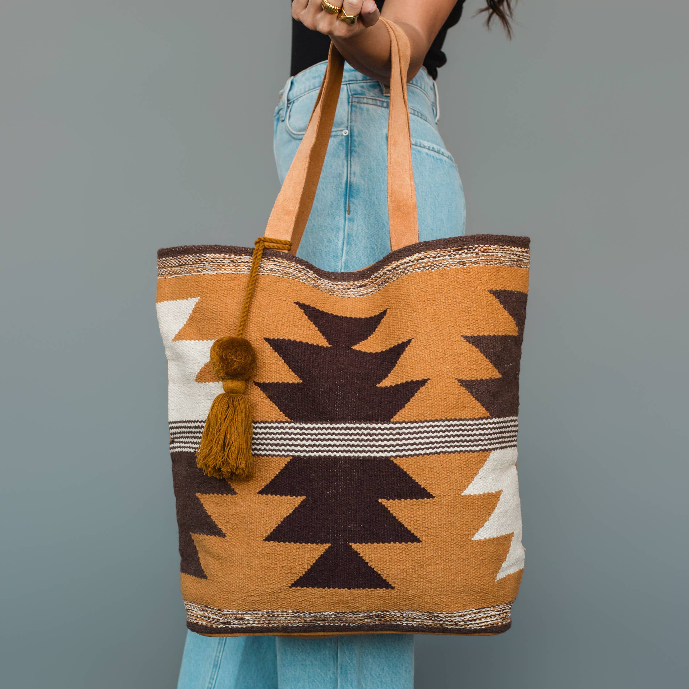 Camel, Brown & Cream Western Tote