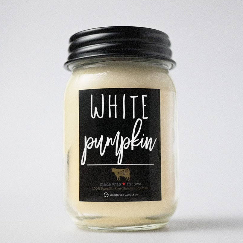 13 oz Mason Jar Fall Candle: White Pumpkin