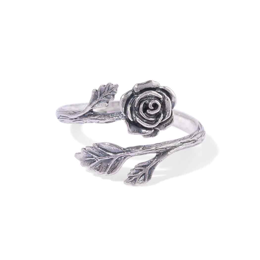 Sterling Silver or Bronze Rose Adjustable Ring